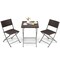 3 Pieces Patio Bistro Set with Folding Wicker Chairs and Table